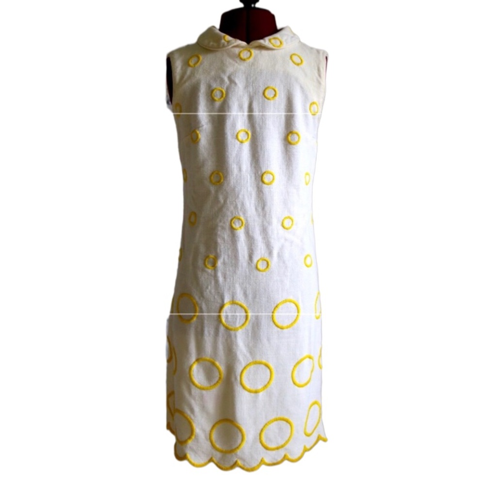 Vintage Yellow Circle 60s Dress
